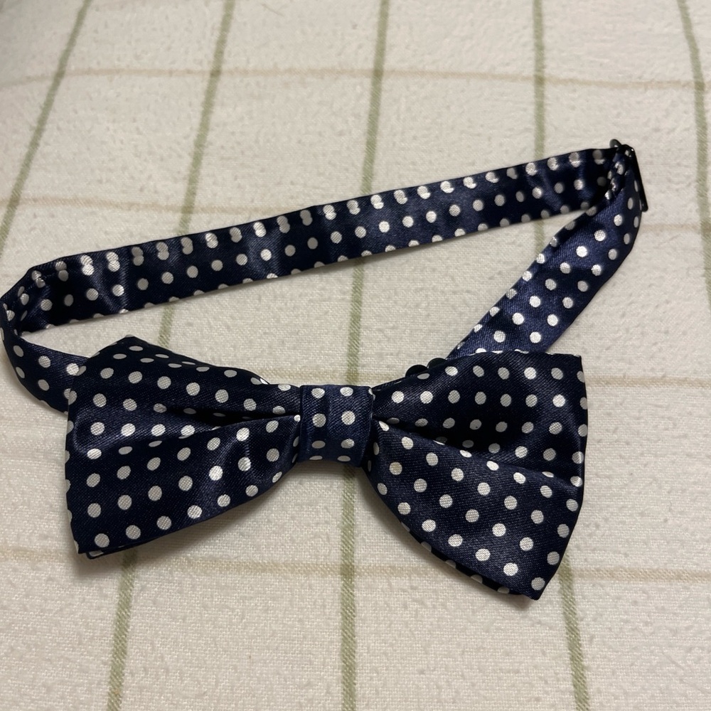 Navy Blue Polka Dot Bow Tie
